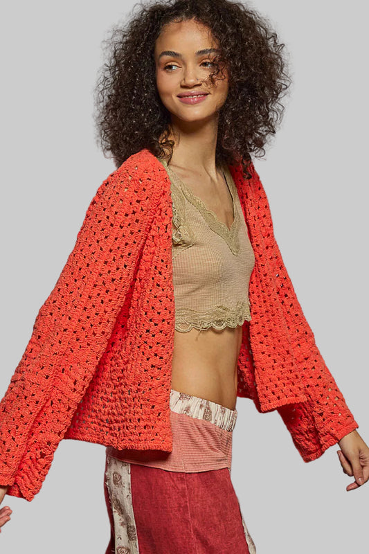 Maria Open Front Bohemian Crochet Cardigan w