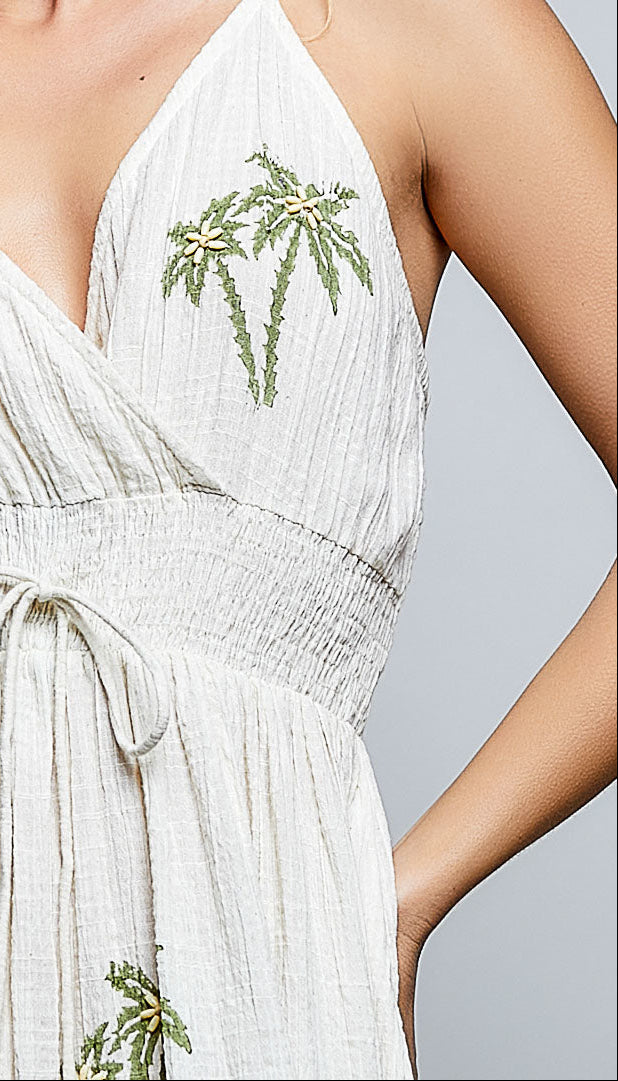 Miriam Palm Coastal Wrap Dress