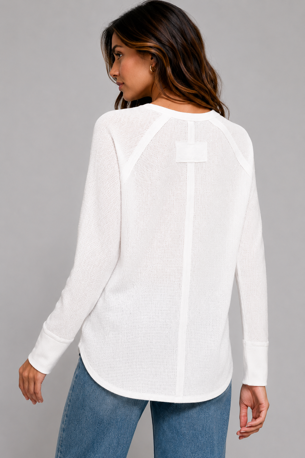 Novalee Waffle Long Sleeve Top - White