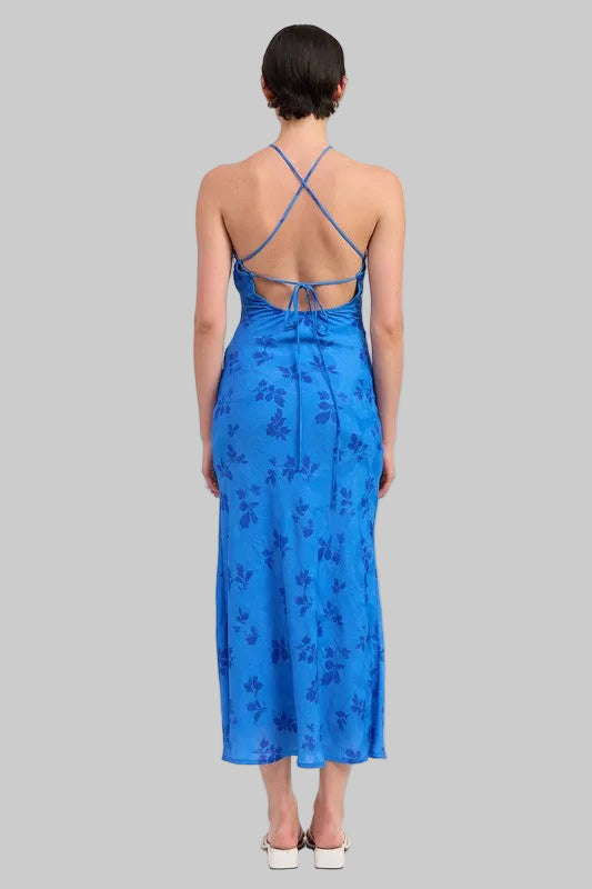 Reese Floral Cross back Halter Maxi Dress