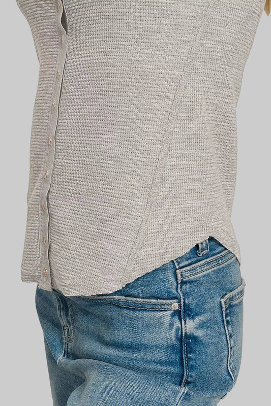 Rory Snap Button Ribbed Knit Top
