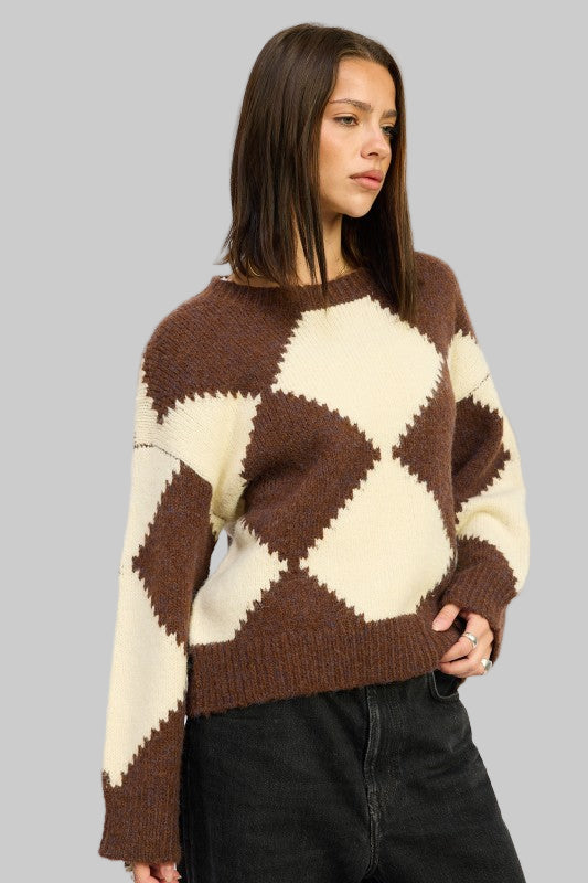 Serenity Argyle Oversized Sweater
