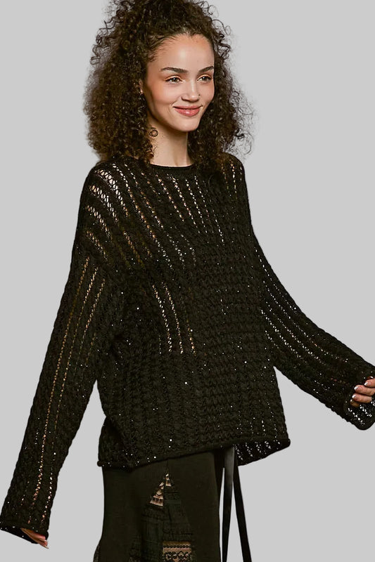 Skylar Open Knit Sweater - Black