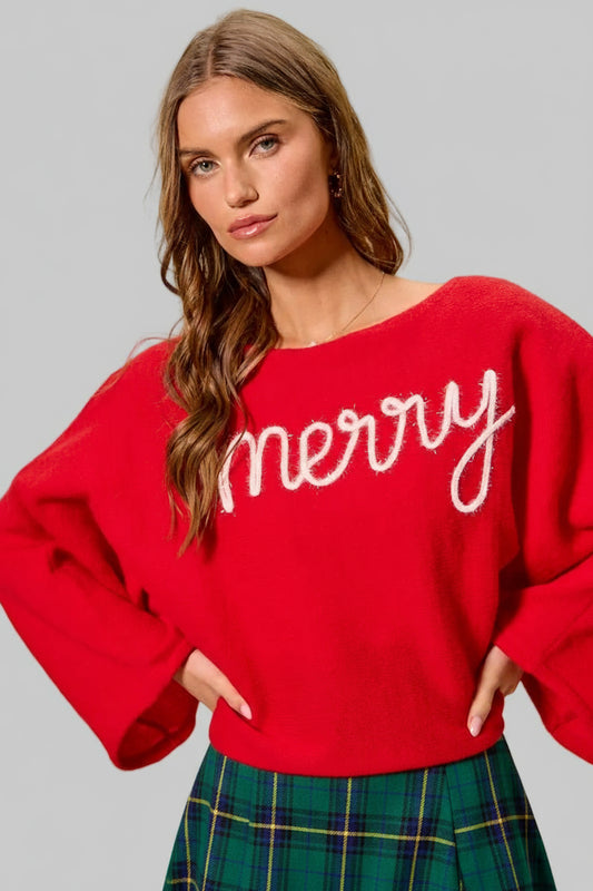 Tessa Merry Tinsel Lettering Christmas Sweater