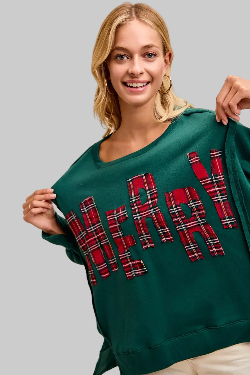 Willow Christmas Plaid Merry Fleece Sweatshirt