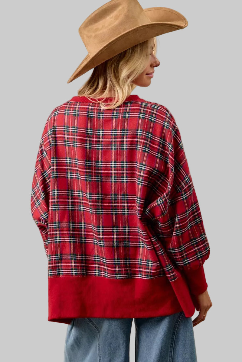 Zoe Merry Christmas Holiday Plaid Sweatshirt