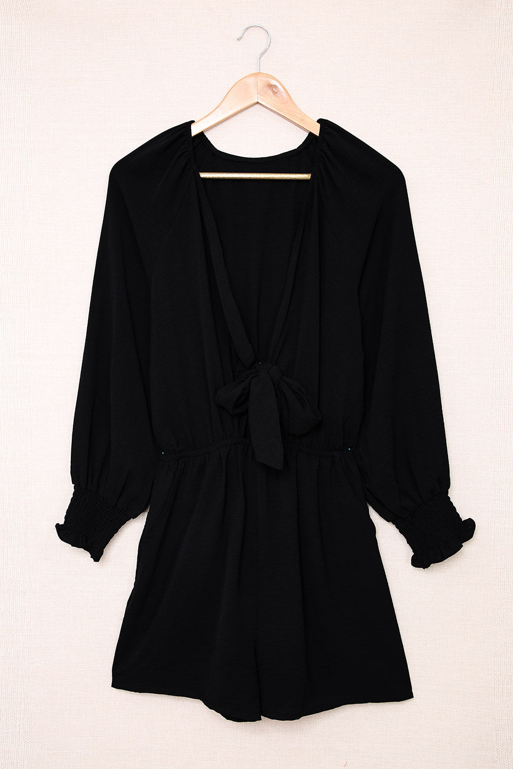 Brianna Tied Flounce Sleeve Plunge Romper