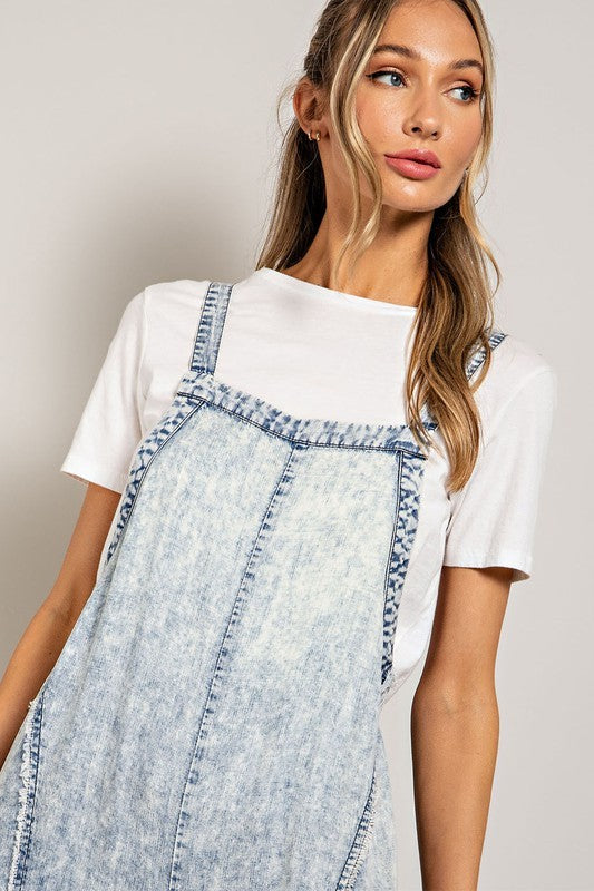 Bohemian Denim Washed Tie Dye Tencel Jumpsuit