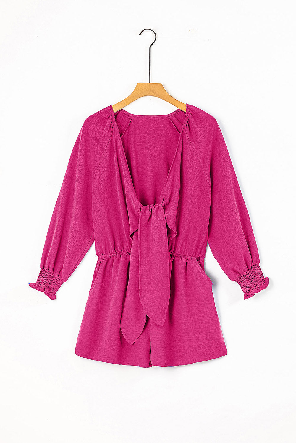 Brianna Tied Flounce Sleeve Plunge Romper