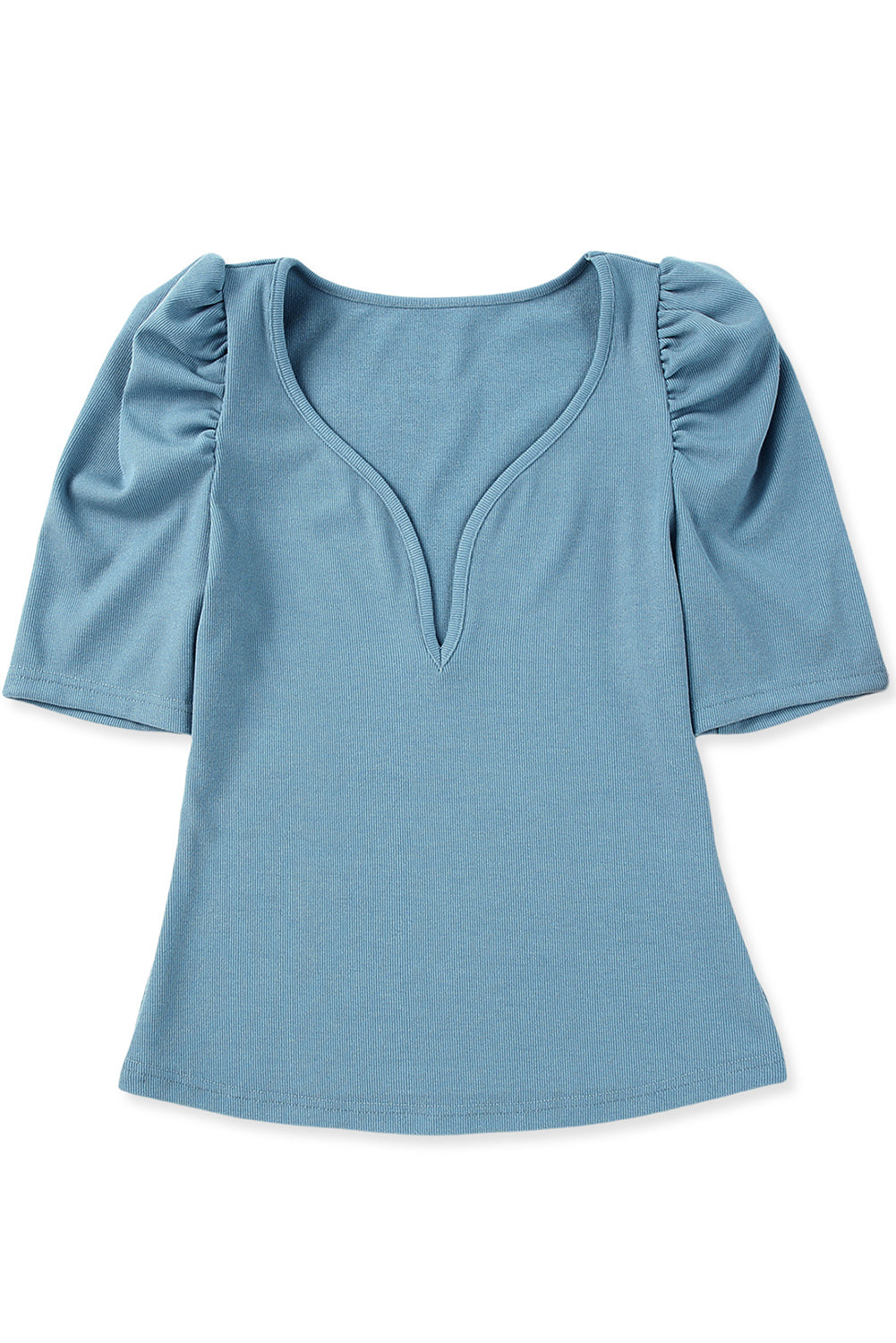 Boho Deep V-Neck Puff Sleeve Top