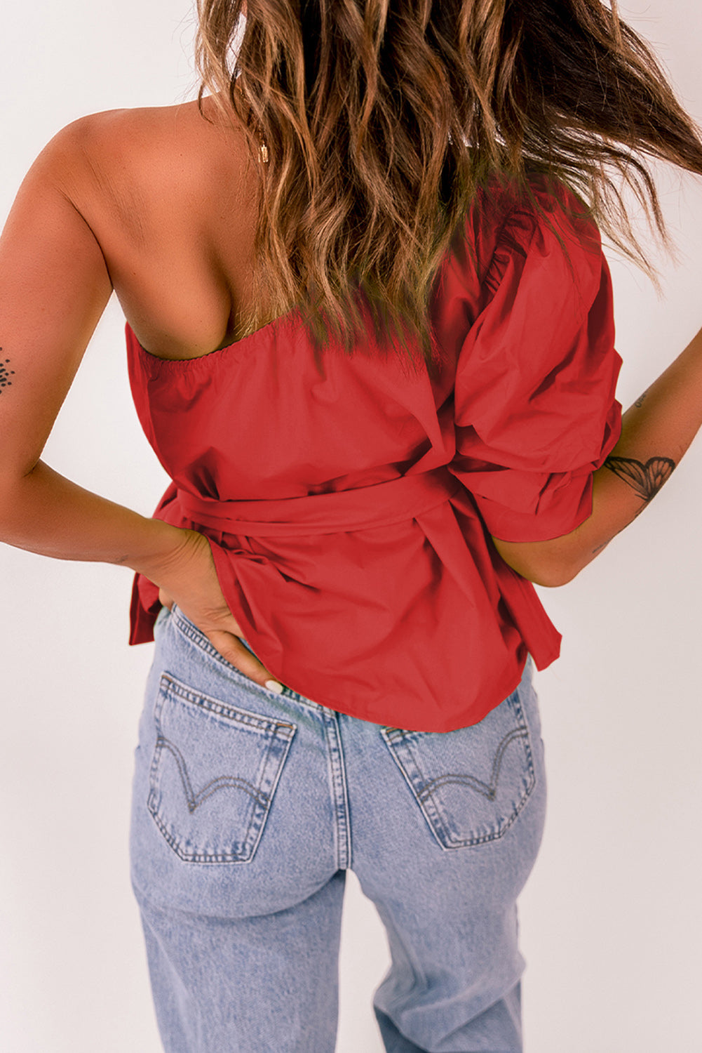 Women's Tied Puff Sleeve One-Shoulder Trendy Top