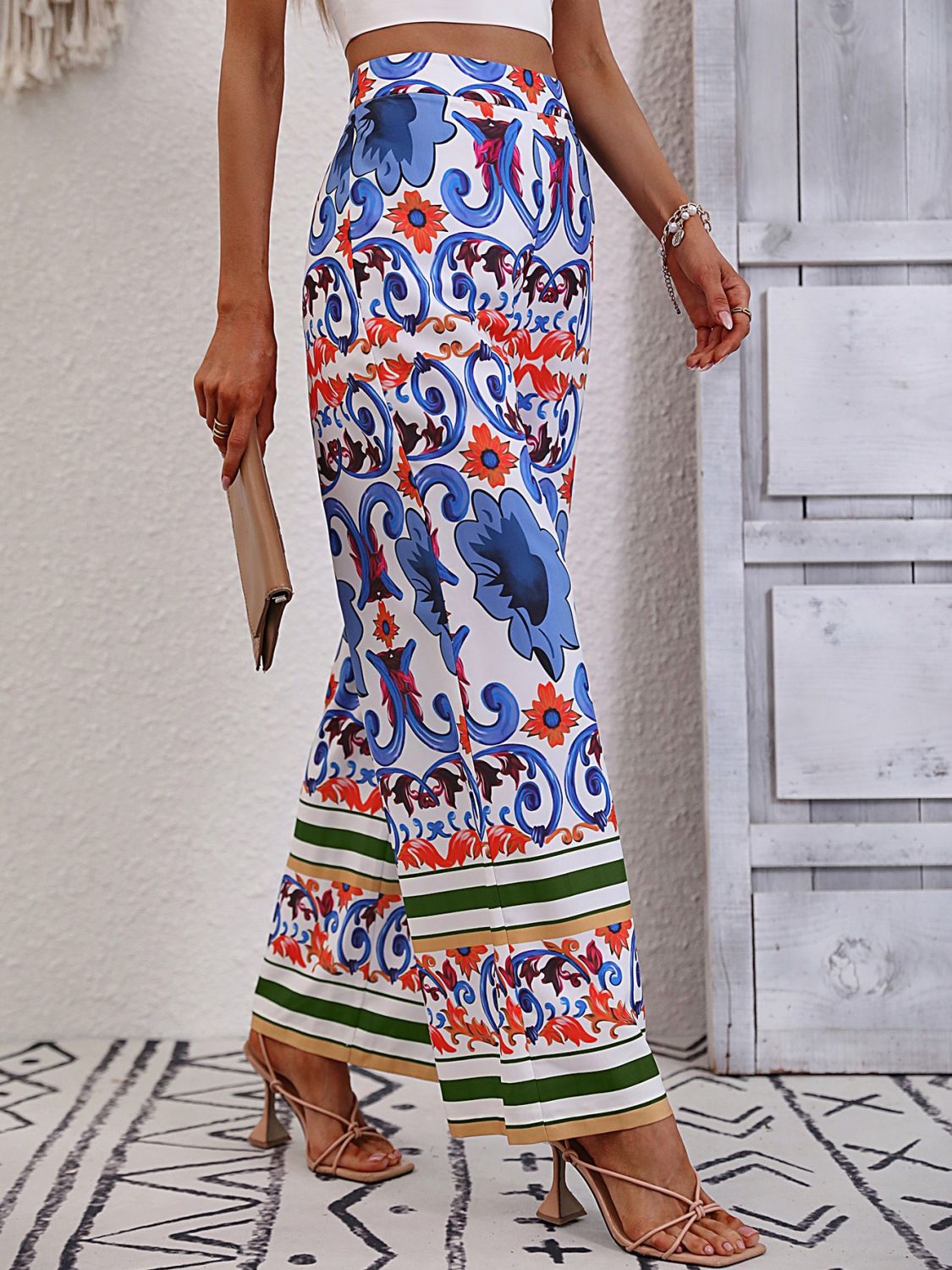 Bohemian Paisley Printed High-Rise Wide Leg Pants