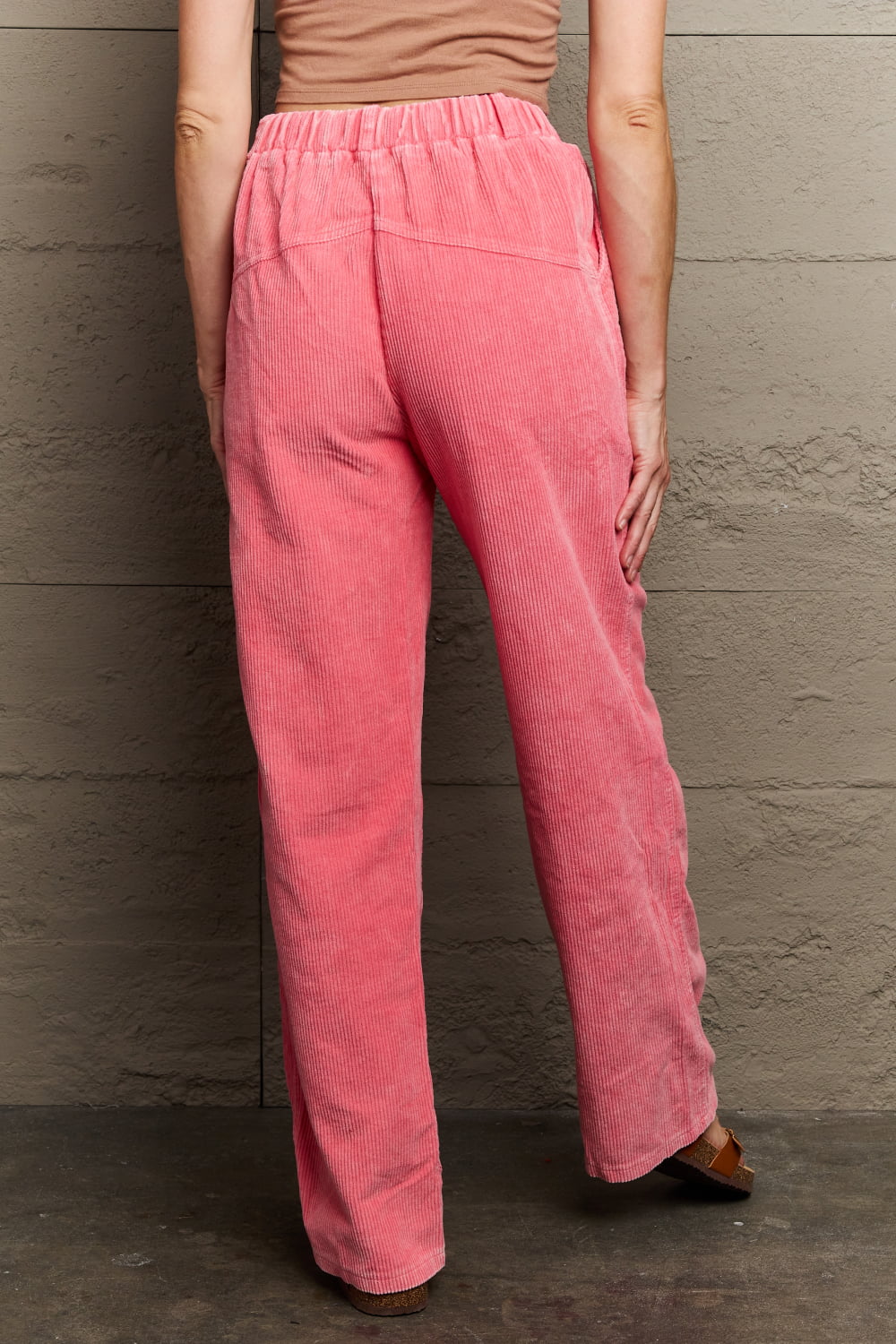 Bohemian POL Coral Leap Of Faith Corduroy Straight Fit Pants