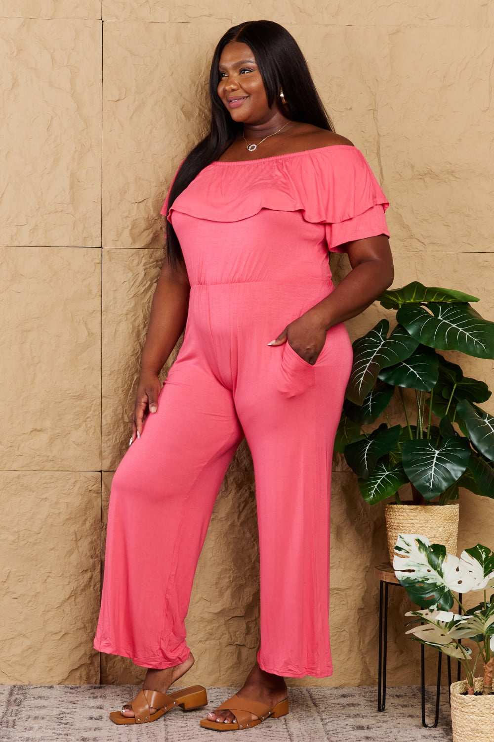 Boho Heimish My Favorite Off the Shoulder Jumpsuit with Pockets