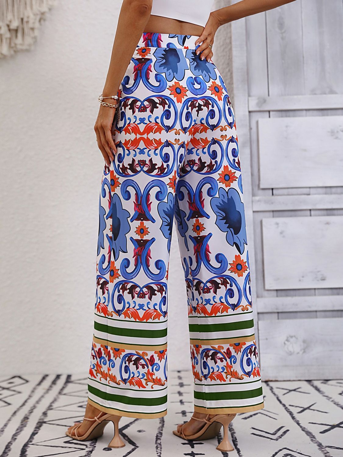 Bohemian Paisley Printed High-Rise Wide Leg Pants