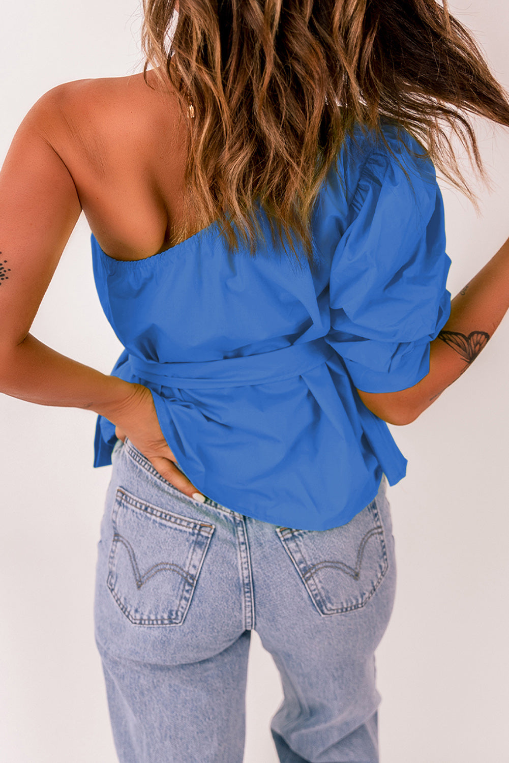 Women's Tied Puff Sleeve One-Shoulder Trendy Top