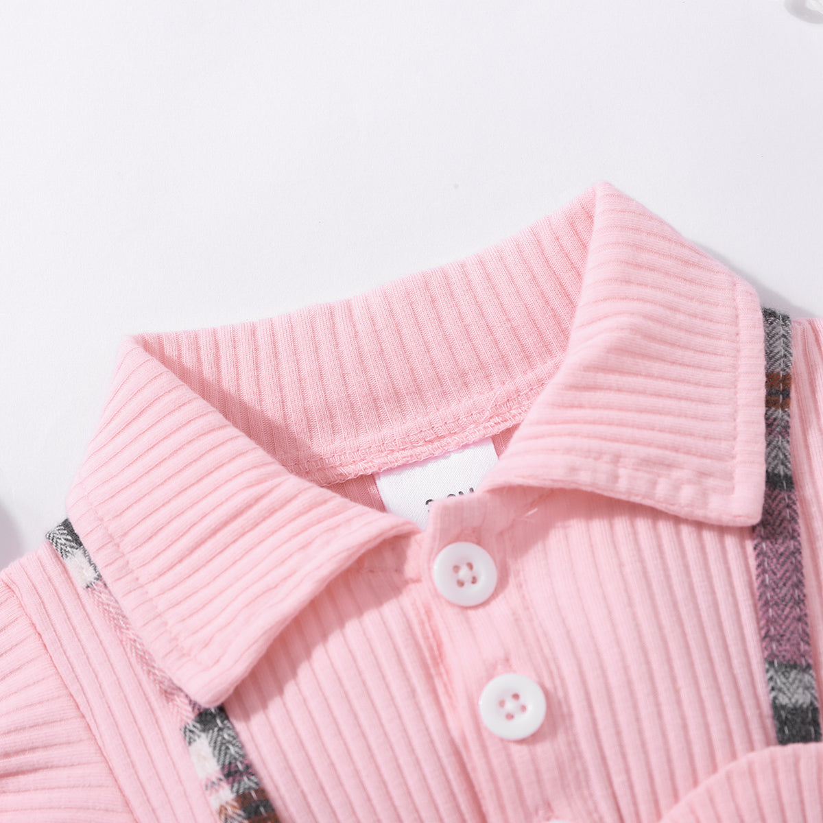 Little Baby Girl Plaid Collared Bow Detail Dress
