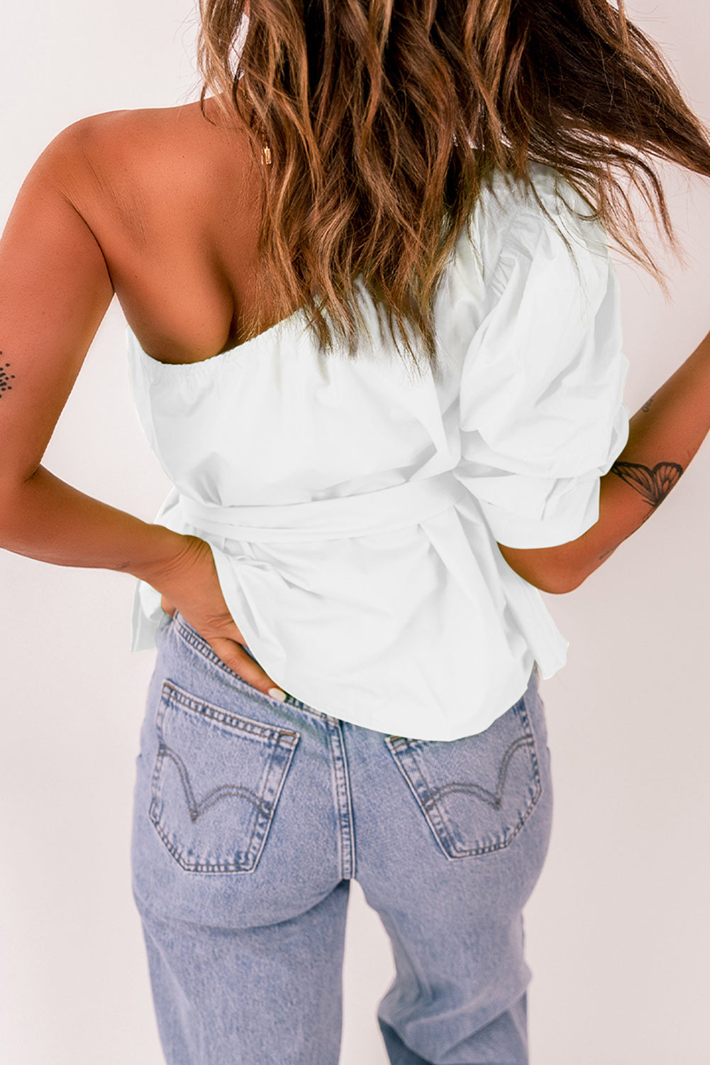 Women's Tied Puff Sleeve One-Shoulder Trendy Top