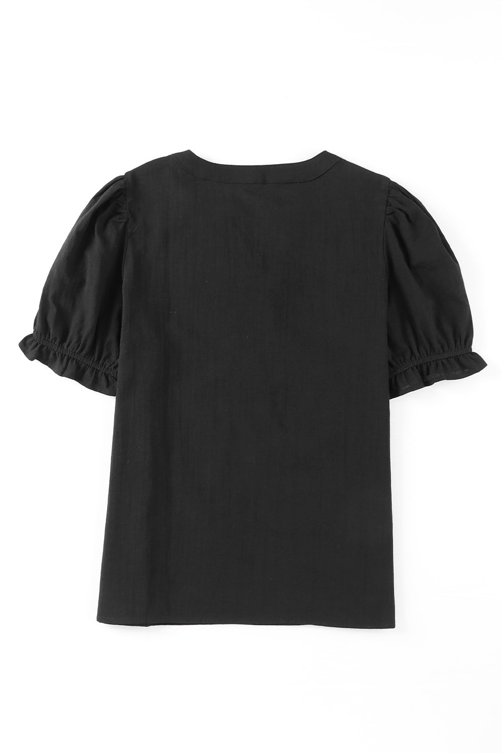 Boho Embroidered Notched Neck Flounce Sleeve Top