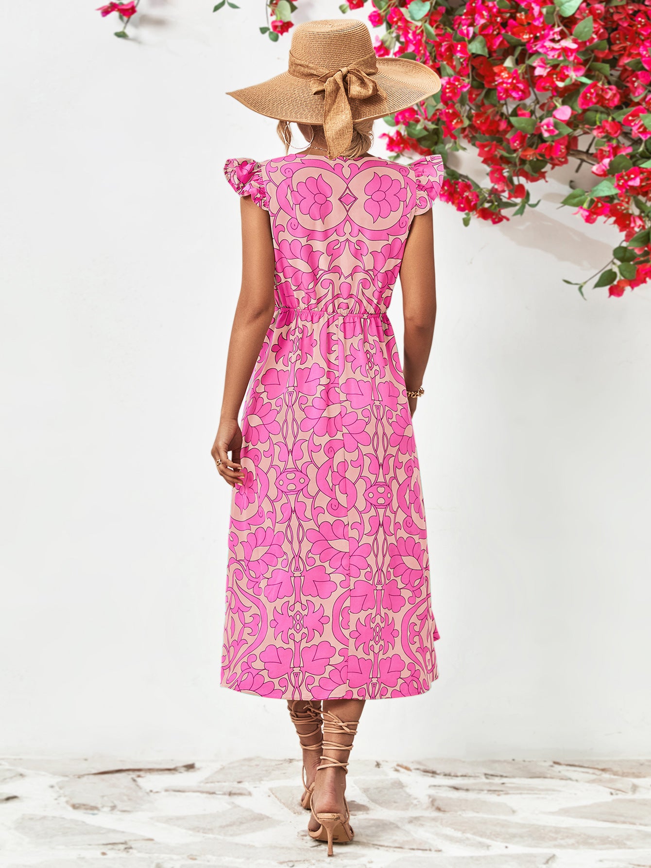 Bohemian Floral Petal Sleeve Babydoll Top