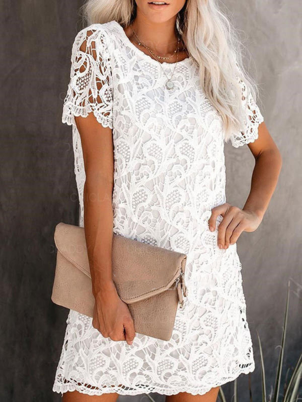 White Lace Overlay Swing Dress OliverandJade