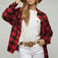 Bohemian Plaid Embroidered Peace Patch Button Down Jacket