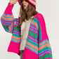 Bohemian Chunky Knit Multi-Striped Open Sweater Cardigan