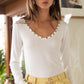 Bohemian POL Studded Ribbed V-Neck Top