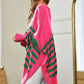 Bohemian Multi Striped Elbow Patch Loose Fit Sweater Top