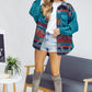 Bohemian Plaid Aztec Printed Button Down Long Sleeve Shirt Jacket