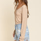 Bohemian POL Studded Ribbed V-Neck Top