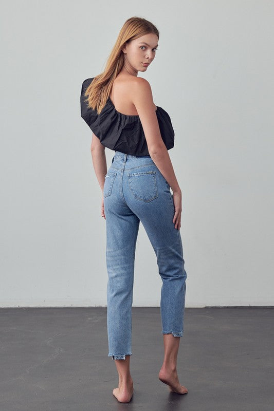 Bohemian High Rise Cropped Girlfriend Jeans