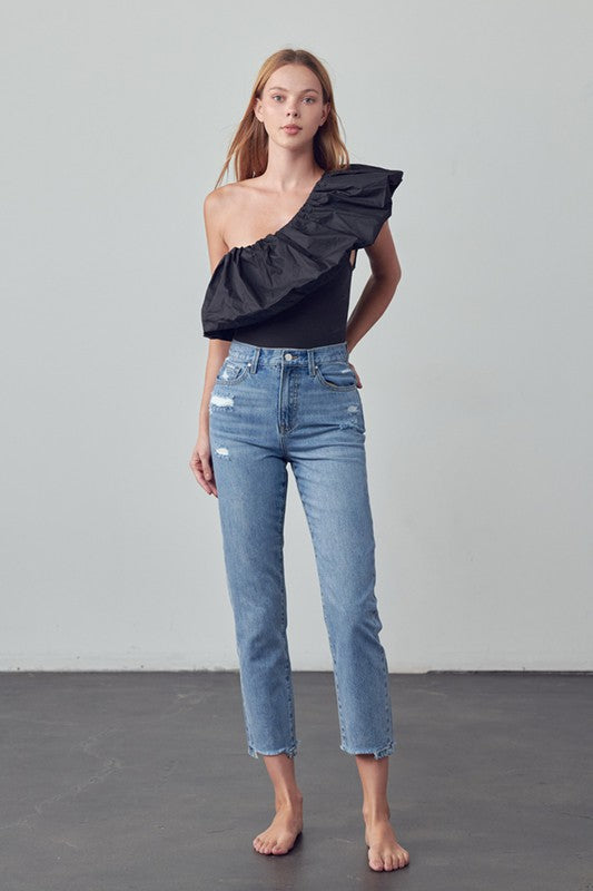 Bohemian High Rise Cropped Girlfriend Jeans