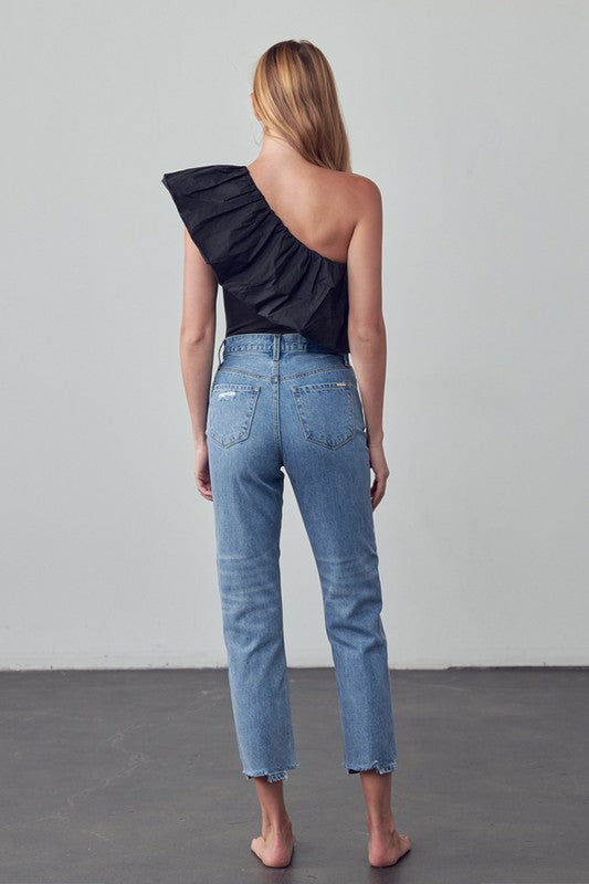 Bohemian High Rise Cropped Girlfriend Jeans