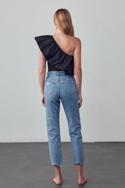 Bohemian High Rise Cropped Girlfriend Jeans