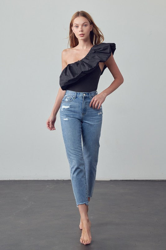 Bohemian High Rise Cropped Girlfriend Jeans