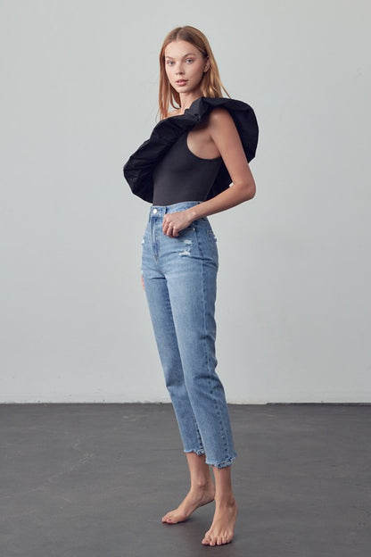 Bohemian High Rise Cropped Girlfriend Jeans