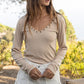 Bohemian POL Studded Ribbed V-Neck Top