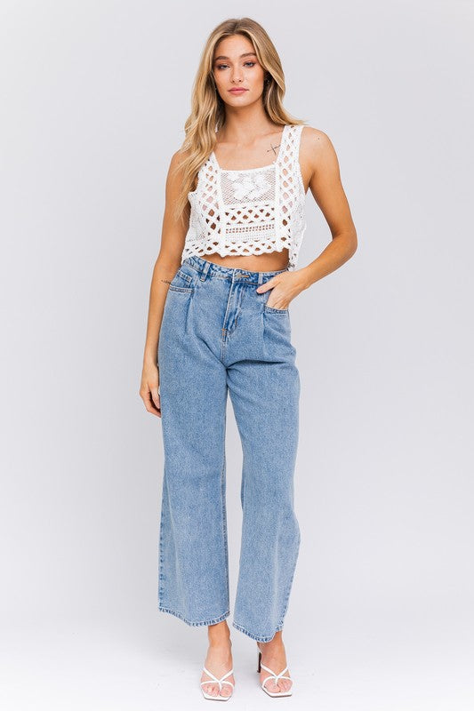 Bohemian Sleeveless Crochet Crop Top