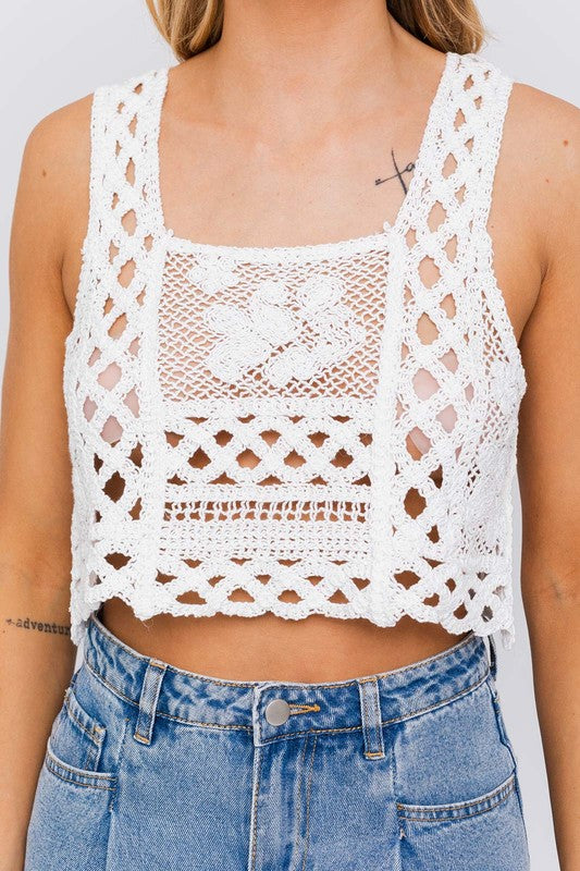 Bohemian Sleeveless Crochet Crop Top