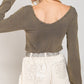 Bohemian POL Studded Ribbed V-Neck Top