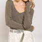Bohemian POL Studded Ribbed V-Neck Top