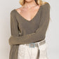 Bohemian POL Studded Ribbed V-Neck Top
