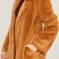 Bohemian Woven Solid Soft Teddy Collar Coat