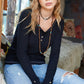 Bohemian Henley Leah Ribbed Button Detail Top
