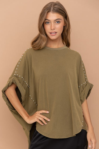 Bohemian Studded Oversized High Low T Shirt