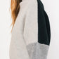 Bohemian Color Block Oversized Cropped Mock Neck Sweater
