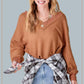 Bohemian Holly Waffle Knit V-Neck Top