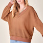 Bohemian Holly Waffle Knit V-Neck Top