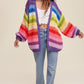 Bohemian Hand Crochet Rainbow Multi Color Oversized Open Cardigan